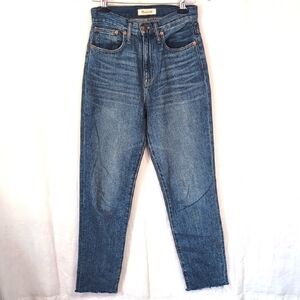 Madewell The Mom Jean Medium Wash Raw Hem High Rise Size T25
